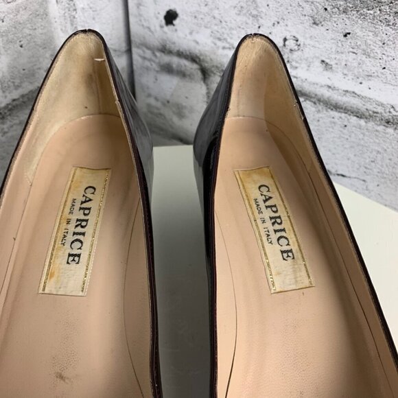 Vintage Burgundy Patent Leather Block Kitten Heel Slip On Pump - Picture 5 of 9